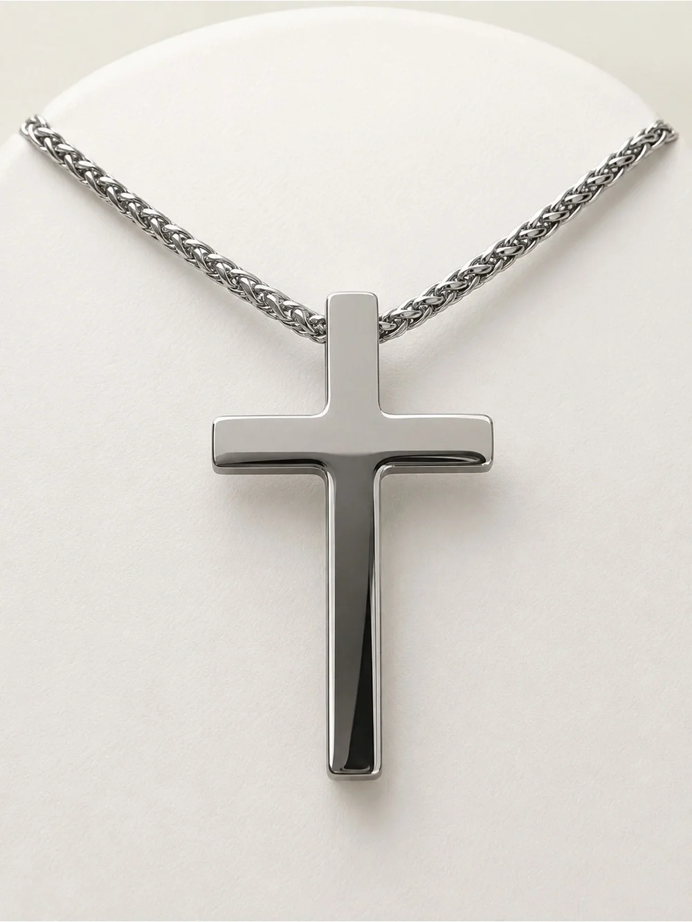 Men's  Stainless Steel Cross Necklace - Modern Pendant 22 Inches